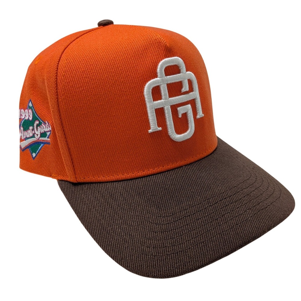 Vintage 1999 Avant Garde Snapback Hat Orange Brown AG Logo Streetwear Cap